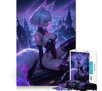 Puzzle Anime Fox Girl Cityscape da 1000 pezzi,gioco di costruzione Focus Zero Gap,incastro perfetto,attività gratificante per le giornate di pioggia (38x26cm)