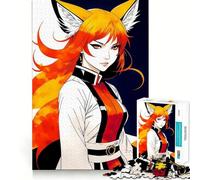 Puzzle Anime Fox Girl da 1000 pezzi,divertente gioco,tecnologia di taglio laser avanzata,giocattolo per interni per le vacanze (38x52cm)