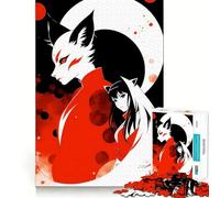 Puzzle Anime Fox Girl da 1000 pezzi per adolescenti,divertente attività di memoria,facile da completare,rilassante e adatta a gruppi al chiuso (50x75cm)