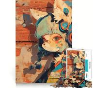 Puzzle Anime Fox Girl Graffiti da 1000 pezzi,gioco di costruzione Focus Zero Gap,incastro perfetto,attività gratificante per le giornate di pioggia (38x52cm)