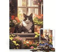 Puzzle Anime Gatto Fiorista da 1000 pezzi per adolescenti, stimolante per il pensiero creativo, rilassante, a incastro solido, regalo perfetto (38x52cm)