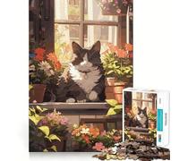 Puzzle Anime Gatto Fiorista per Adulti 1000 Pezzi Gioco di Memoria Assemblaggio Sicuro e Sicuro Gioco Significativo per Creare Connessioni (50x75cm)