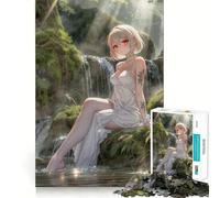 Puzzle Anime Girl by Waterfall da 1000 pezzi,divertente gioco,tecnologia di taglio laser avanzata,giocattolo per interni per le vacanze (38x26cm)