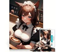 Puzzle Anime Girl Coffee Time da 1000 pezzi,gioco di concentrazione mentale,design a incastro preciso,sfida interattiva per il cervello per la casa (38x52cm)
