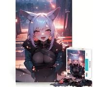 Puzzle Anime Girl Neon Horizon da 1000 pezzi per adolescenti,stimolante per la mente,divertimento senza spazi vuoti,incastro perfetto,piacevole svago per interni accoglienti (38x26cm)