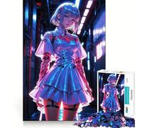 Puzzle Anime Girl Neon Rococo da 1000 pezzi per adolescenti,gioco stimolante per la mente,montaggio sicuro e stabile,divertimento serale in famiglia (50x75cm)