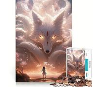 Puzzle Anime Girl Nine-Tailed Fox da 1000 pezzi,divertente da giocare,senza sbavature,con pezzi ben tagliati,portatile,ideale per i viaggi (38x52cm)
