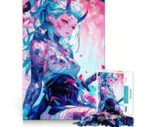 Puzzle Anime Ragazza Demone con Spada 1000 Pezzi Allenamento Mentale Divertente Componenti Rifiniti e Robusti Un Piacere Affascinante per Rilassarsi in Casa (50x75cm)