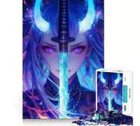 Puzzle Anime Ragazza Demone con Spada 1000 Pezzi Migliora la Concentrazione Divertimento Taglio Laser per Un Incastro Perfetto Attività di Dimora per i Tuoi Cari (38x26cm)