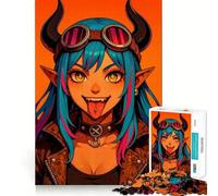 Puzzle Anime Ragazza Diavolo con Occhiali 1000 Think Boost Game Tight Lock No Loose Pieces Interactive Brain Challenge for Home (38x26cm)