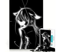 Puzzle Anime Ragazza Gatto Luminosa Bianca 1000 Pezzi Allenamento Mentale Divertente Componenti Rifiniti e Robusti Un Piacere Affascinante per Rilassarsi in Casa (50x75cm)