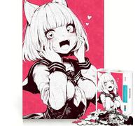 Puzzle Anime Ragazza Gatto Occhi a Cuore 1000 Gioco Mentale di Richiamo Alta Precisione Taglio Artigianale Sfida Mentale Interattiva per la Casa (38x52cm)