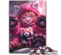 Puzzle Anime Red Panda Girl da 1000 pezzi per adolescenti, regalo per antistress, sfida difficile, migliora l'amore tra coppie (38x26cm)