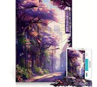 Puzzle anime Sakura Street Spring per adolescenti, 1000 pezzi, con grafica migliorata, rilassante e divertente, decorazione murale con ritagli chiari (50x75cm)