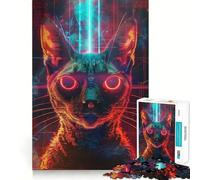 Puzzle "Antico rituale del gatto" per ragazzi,1000 pezzi,gioco stimolante per la mente,pezzi senza sbavature,taglio netto,facile da imparare,divertimento per tutta la famiglia (38x52cm)