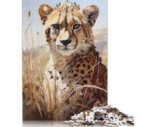 Puzzle antistress a forma di ghepardo con cipiglio, 100% cartone riciclato, per adulti e bambini, 1000 pezzi (26x38 cm)