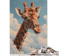 Puzzle antistress Giraffa Nuvole Cielo Blu Puzzle 100% cartone riciclato per adulti e bambini 1000 pezzi (75x50 cm)