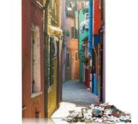Puzzle antistress "I colori di Burano Venezia", 100% cartone riciclato, per adulti e bambini, regalo di Natale unico, 1000 pezzi (75x50 cm)