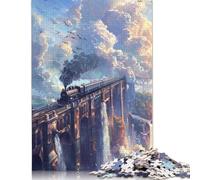 Puzzle antistress Treno a vapore sul ponte, 100% in cartone riciclato, per bambini adulti, 1000 pezzi (75x50 cm)