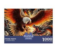 Puzzle Aquila per adulti e adolescenti: Aquila e drago in uno scontro infuocato, gioco educativo per decorazioni murali e regali, 38x26 cm/1000 pezzi