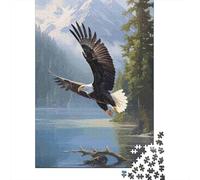 Puzzle Aquila Testa Bianca Volo sul Lago, 1000 pezzi carta riciclata over 12 anni, gioco educativo rilassante idea regalo 52x38cm/1000pcs
