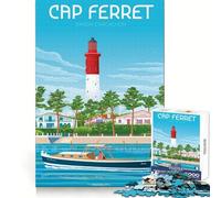 Puzzle Arcachon con Cap Ferret e Bassin per adulti, 1000 pezzi, per esercitarsi nella logica, per un'attività rilassante, con bordi puliti e un tocco di magia natalizia (38x52cm)