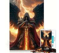 Puzzle "Arcangelo alato con spada infuocata" 1000 pezzi Gioco di concentrazione mentale Taglio di precisione Bordi lisci Gioco significativo per costruire connessioni (50x75cm)