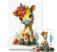 Puzzle Arcobaleno Giraffa Unicorno 1000 pezzi per ragazzi Gioco di logica Tempo libero Taglio preciso Pezzo da collezione artistica (38x52cm)