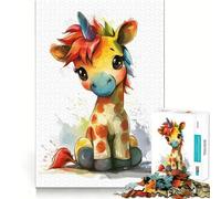 Puzzle Arcobaleno Giraffa Unicorno per Ragazzi 1000 Pezzi Gioco di Ragionamento e Sviluppo delle Abilità Gioco Rilassante Taglio Preciso Regalo Perfetto (50x75cm)