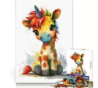 Puzzle Arcobaleno Giraffa Unicorno per Ragazzi 1000 Pezzi Gioco di Ragionamento e Sviluppo delle Abilità Gioco Rilassante Taglio Preciso Regalo Perfetto (50x75cm)