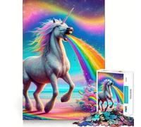 Puzzle arcobaleno unicorno che vomita per adulti,1000 pezzi,gioco di memoria,montaggio sicuro e stabile,gioco significativo per costruire connessioni (38x52cm)