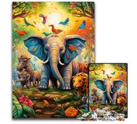 Puzzle Art Elephant da 1000 pezzi per adulti, in cartone, ideali per adolescenti e collezionisti, regalo da viaggio, attività per famiglie, 26X38CM/10,23x14,96 pollici.