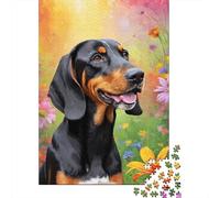 Puzzle Art Flowers Dogs 100% carta cartone riciclata, puzzle rettangolare per adulti e bambini, regalo di Natale 1000 pezzi (38x26 cm)