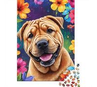 Puzzle Art Flowers Dogs 100% cartone riciclato Puzzle 100% cartone riciclato per bambino o bambina Regalo di Natale 1000 pezzi (75x50 cm)