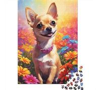 Puzzle Art Flowers Dogs, antistress, 100% cartone riciclato, per adulti e bambini, 1000 pezzi (75x50 cm)