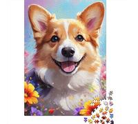 Puzzle Art Flowers Dogs, materiali ecologici, 100% cartone riciclato, per adulti e bambini, regalo di Natale, 1000 pezzi (75x50 cm)