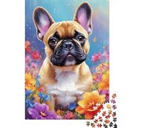 Puzzle Art Flowers Dogs Premium 100% carta riciclata, puzzle rettangolare per adulti, 1000 pezzi (75x50 cm)