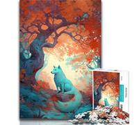 Puzzle Art Fox Under The Tree Puzzle da 1000 pezzi per adulti, ideale come regalo per tutta la famiglia, adatto per 14 persone, 50x75cm