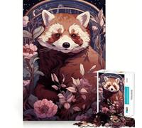 Puzzle Art Nouveau con panda rosso per adolescenti, 1000 pezzi, gioco per allenare la mente, rilassante, artistico, da assemblare, (50x75cm)