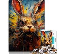 Puzzle Art Rabbits da 1000 pezzi per adulti, giocattoli educativi per l'apprendimento, giochi per famiglie con poster abbinato e foglio di quiz 38x26cm
