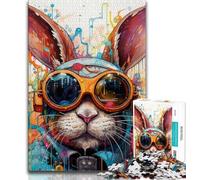 Puzzle Art Rabbits da 1000 pezzi per adulti, giocattoli educativi per l'apprendimento, giochi per famiglie con poster abbinato e foglio di quiz 38x26cm