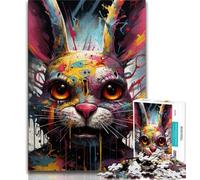 Puzzle Art Rabbits per adulti e adolescenti, giocattoli educativi per l'apprendimento, giochi per famiglie con poster abbinato e foglio di quiz (38x26cm)