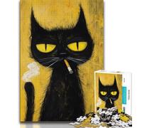 Puzzle artistici astratti a forma di gatto nero per adolescenti, 1000 pezzi, aiutano il cervello ad allenare i giocattoli avvincenti per coltivare la pazienza Un'opera d'arte (75x50cm)