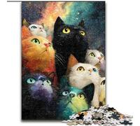 Puzzle artistici astratti a forma di gatto nero per adulti, 1000 pezzi, adatti dai 14 anni in su, decorazioni da parete, regali unici e di compleanno (26x38cm)