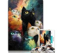 Puzzle artistici astratti a forma di gatto nero per adulti e adolescenti, giocattolo educativo intellettuale decomprimente, regalo di compleanno, regali, arte murale 50x75cm