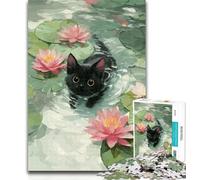 Puzzle artistici astratti con gatto nero, 1000 pezzi per adulti, giochi educativi, decorazioni per la casa, ideali come regali per tutta la famiglia, 26x38cm