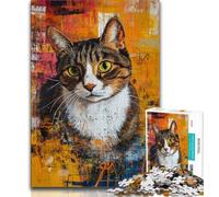 Puzzle artistici con pittura a olio di gatti per adulti, aiutano il cervello a esercitare giocattoli avvincenti per coltivare la pazienza e l'interazione genitore-figlio, 38x26cm