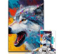 Puzzle artistici raffiguranti animali del lupo per adulti e adolescenti,1000 pezzi,aiutano il cervello a esercitare i giocattoli avvincenti per coltivare la pazienza e l'interazione genitore-figlio