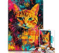 Puzzle artistici raffiguranti gatti dipinti a olio per adolescenti, puzzle da 1000 pezzi, difficili da completare ma divertenti e divertenti, decorazioni e regali unici per la casa (38x26cm)