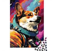 Puzzle artistico a forma di astronauta Corgi, rompicapo in cartone riciclato al 100% per bambini e adulti dai 12 anni in su, regali per la festa del papà, 1000 pezzi (75x50 cm)